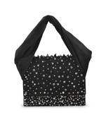 Black velvet based stud hand bag