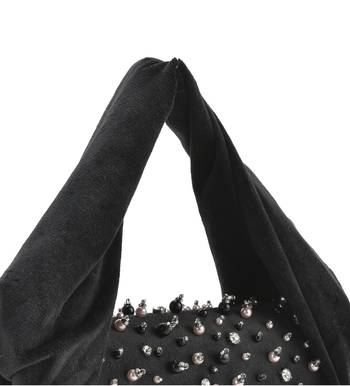 Black velvet based stud hand bag 2