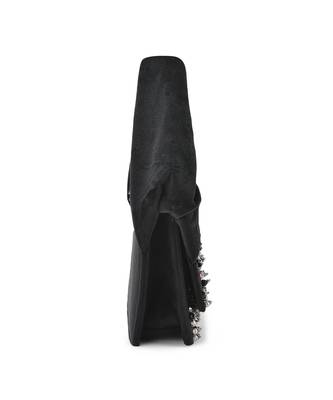 Black velvet based stud hand bag 4