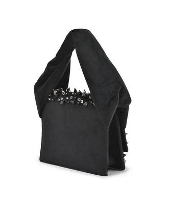 Black velvet based stud hand bag 5