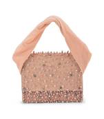 Pink velvet based stud hand bag