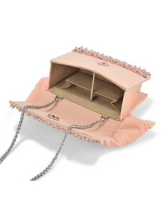 Pink velvet based stud hand bag 5