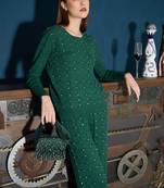 Emerald green velvet based hand bag