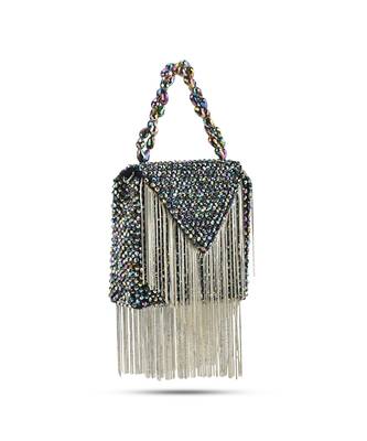 Hand crafted crystal based silver mini bag 2