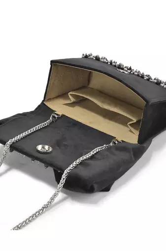 Hand crafted crystal based silver mini bag