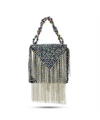 Hand crafted crystal based silver mini bag 5
