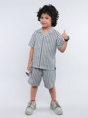 Blue striped jute co-ord set 1