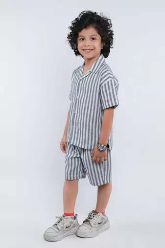 Blue striped jute co-ord set