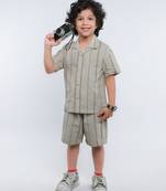 Brown striped linen co-ord set