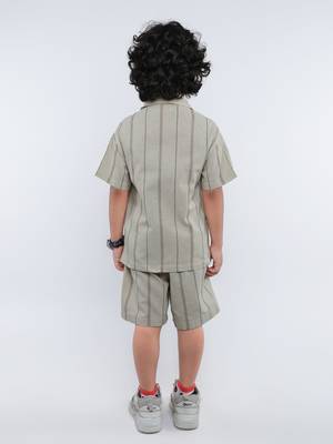 Brown striped linen co-ord set 2