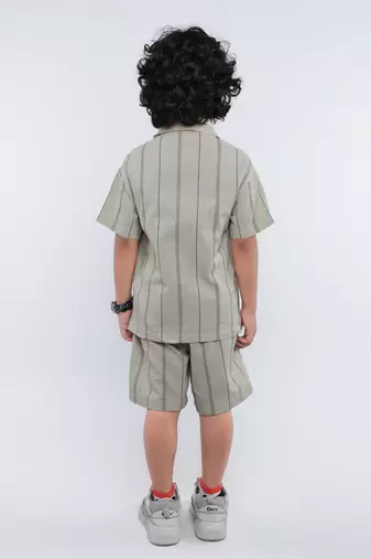 Brown striped linen co-ord set