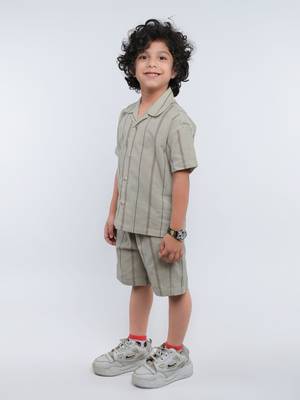 Brown striped linen co-ord set 3