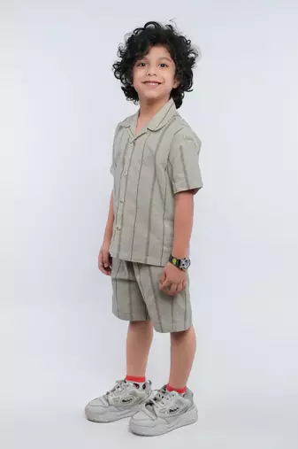 Brown striped linen co-ord set