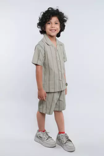 Brown striped linen co-ord set