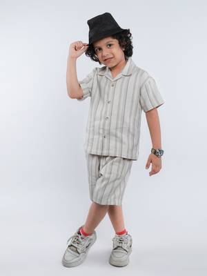 Cream striped jute co-ord set 1