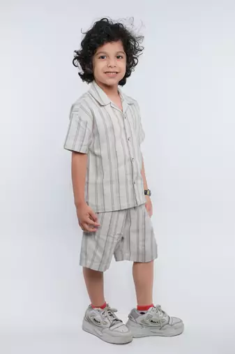 Cream striped jute co-ord set