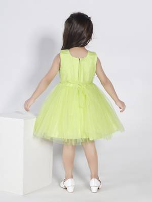 Limegreen sequins bow net party frock 2