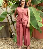 Mauve cotton solid vest coat