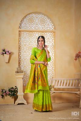 perot floral paithani silk blend  woven saree with matching blouse 4