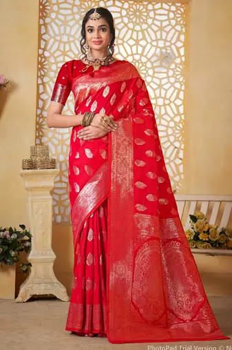 rani geometric art silk woven saree with matching blouse