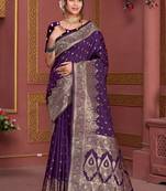 wine novelty prints art silk woven saree with matching blouse