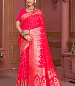 rani novelty prints art silk woven saree with matching blouse