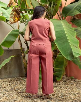 Mauve cotton solid vest coat 5