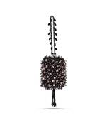 Black suede handbag adorned with pearls