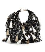 Black velvet embellished handbag