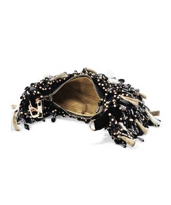 Black velvet embellished handbag 3
