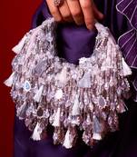 Purple velvet embellished handbag