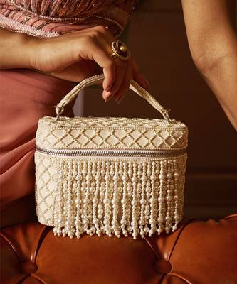 White suede cube bag for women 1