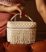 White suede cube bag for women