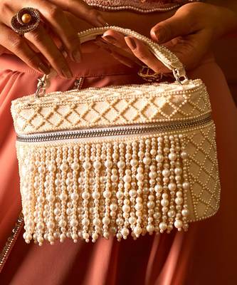 White suede cube bag for women 2