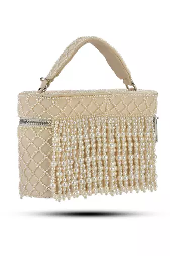White suede cube bag for women