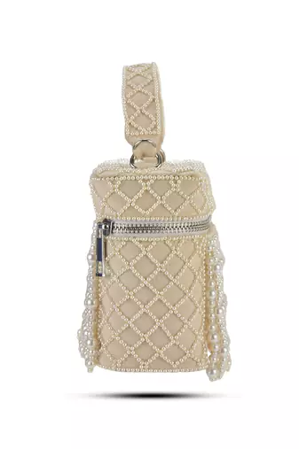 White suede cube bag for women