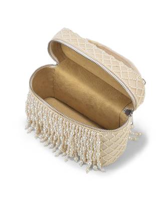 White suede cube bag for women 5