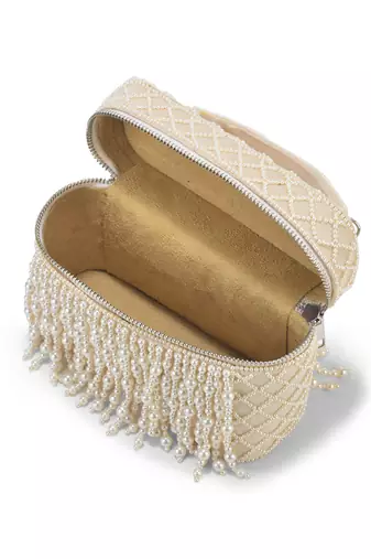 White suede cube bag for women