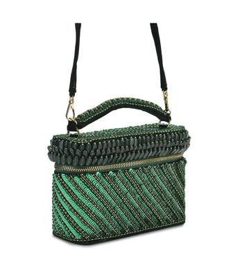 Green suede bag adorned with Bead Work 1