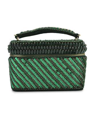 Green suede bag adorned with Bead Work 2