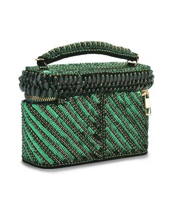 Green suede bag adorned with Bead Work 3