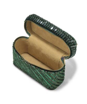 Green suede bag adorned with Bead Work 4