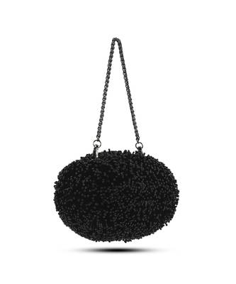 Black suede handcrafted sling bag 2