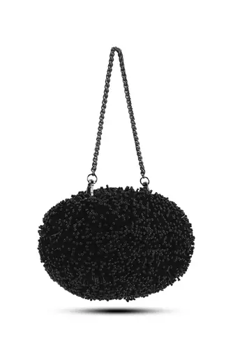 Black suede handcrafted sling bag