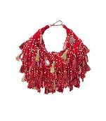 Red velvet embellished handbag for women