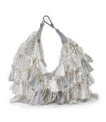 White velvet embellished handbag for women