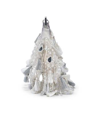 White velvet embellished handbag for women 2