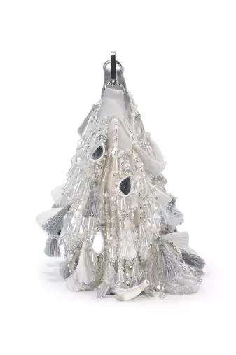 White velvet embellished handbag for women
