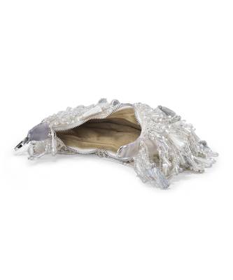 White velvet embellished handbag for women 3