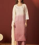 Purple pure chanderi embroidered kurta set with dupatta for women